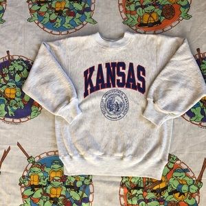 Vintage Kansas University Pullover Sweater Mens Medium Made in USA